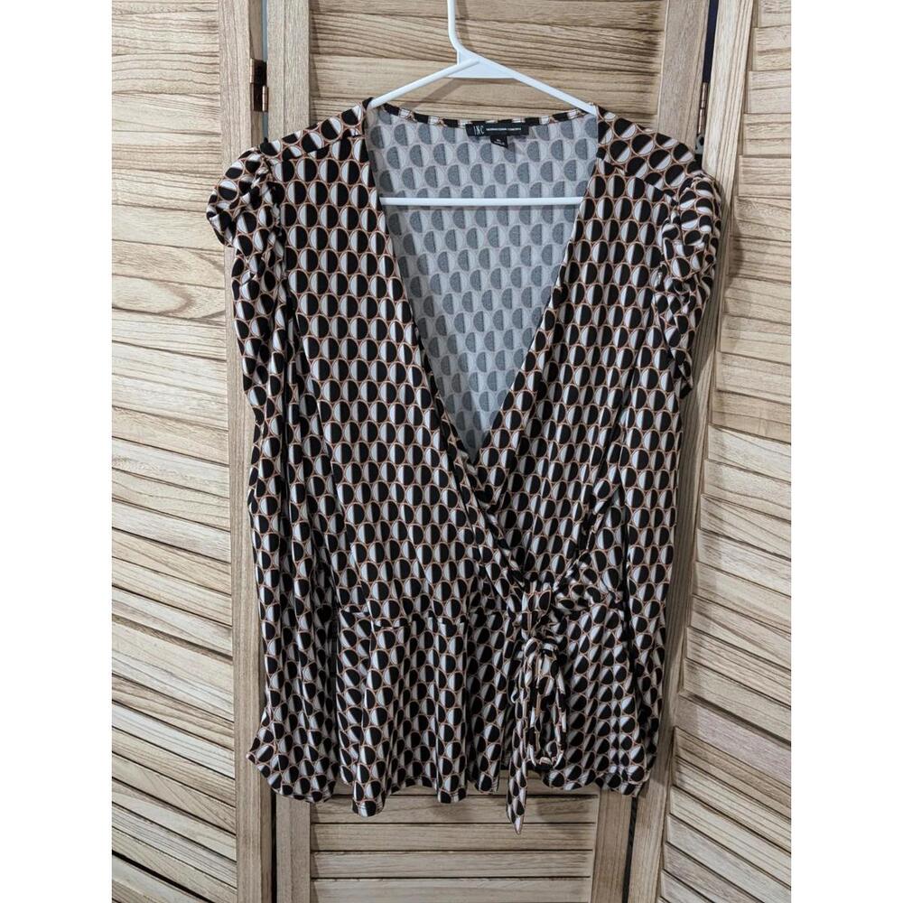 International Concepts / I.N.C - Womens Puff-Sleeve Knit Geo Blouse - XL